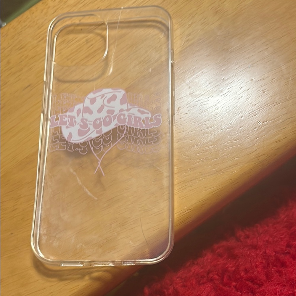Clear Phone Case with Pink Design